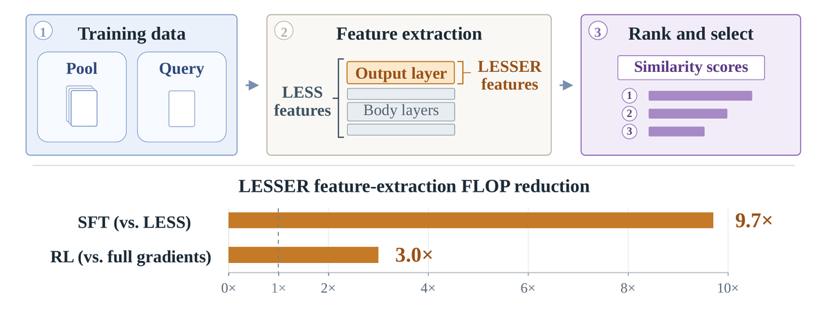LESSER pipeline and feature-extraction FLOP reduction